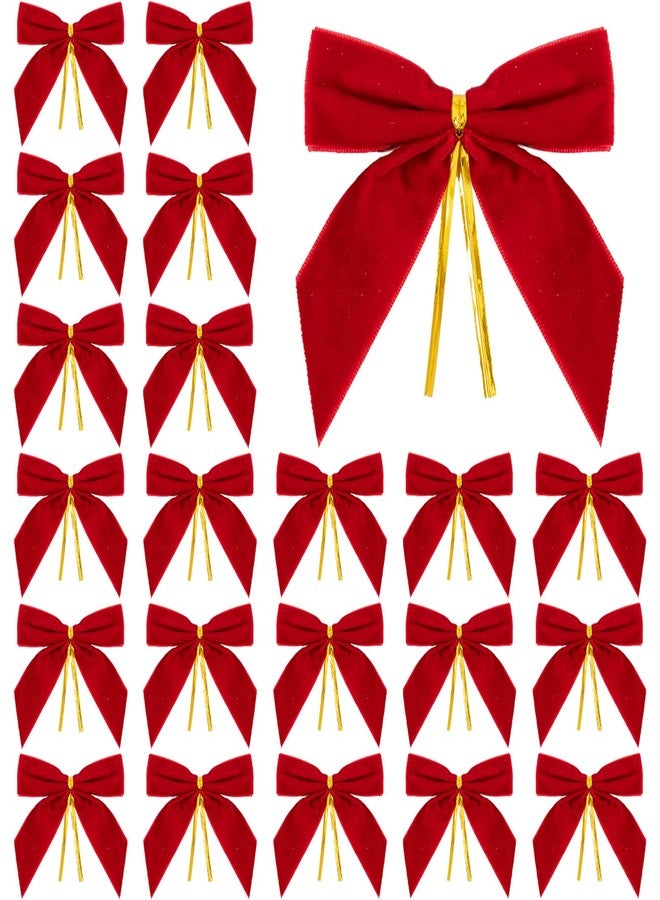 Gloreyan 24Pcs Christmas Velvet Bows, 3.5 Inches Red Xmas Velvet Ribbon Bow with Twist Tie Decorative Bows Ornaments for Christmas Tree Wreath Garland DIY Craft Gift Wrapping Decoration Party Supply - Image 4